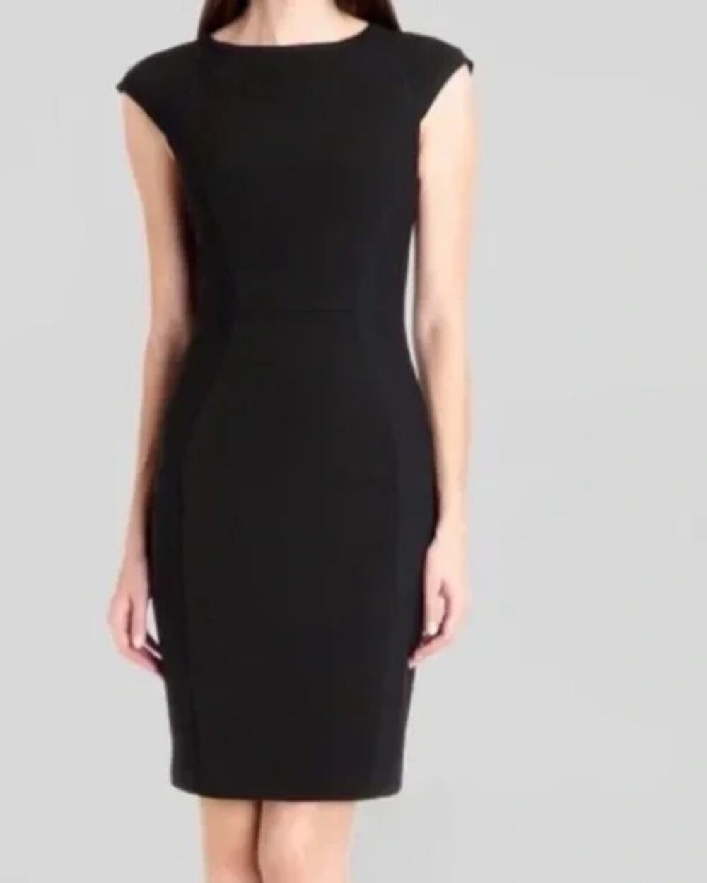 Ted Baker Jineen Textured Panel Sheath Dress Cap Sleeve Crew Neck Mini, Black
